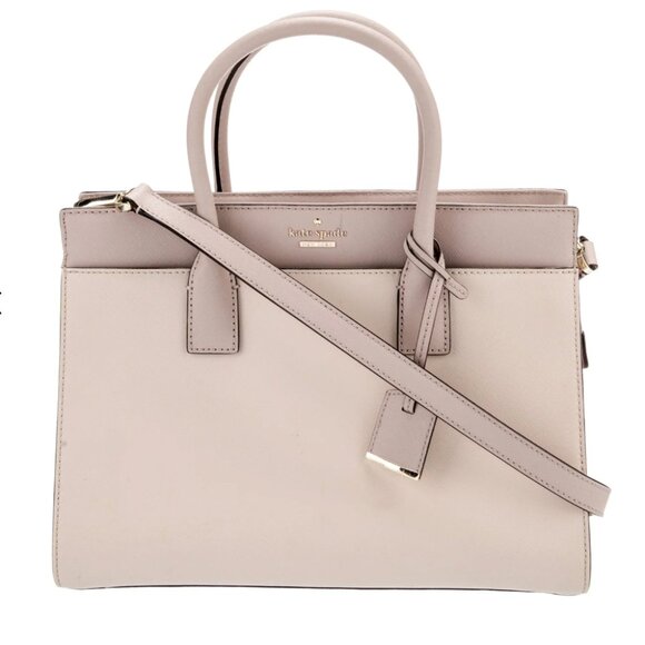 Kate Spade New York Two-Tone Cream & Lavender Saffiano Leather Top Handle Bag - Picture 1 of 13